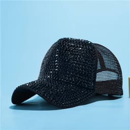 Заказать черную сеточную бейсболку - оптом, со стразами - Черный